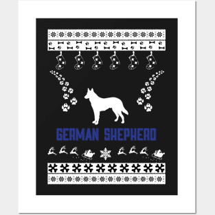 Merry Christmas GERMAN SHEPHERD Posters and Art